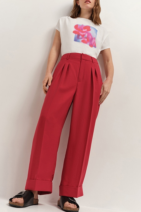 PUZZLE - CHILIPEPPER CROPPED SUIT TROUSERS IN RECYCLED POLYE 4