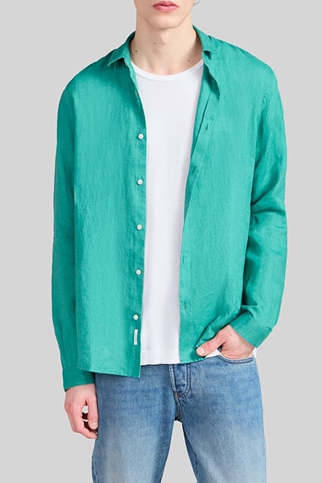 PETROL PURE LINEN SLIM SHIRT 3