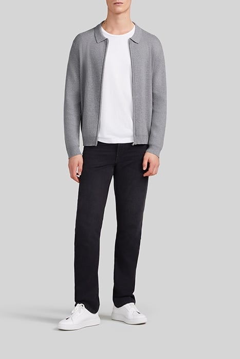 GREY KNIT ZIPPED SHIRT COLLAR CARDIGAN 3