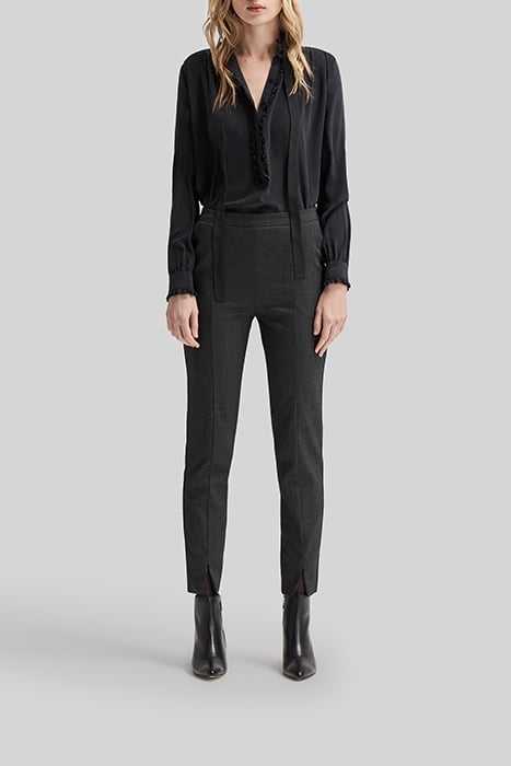 BLACK SEMI_PLAIN 7/8 SLIM SUIT TROUSERS 3