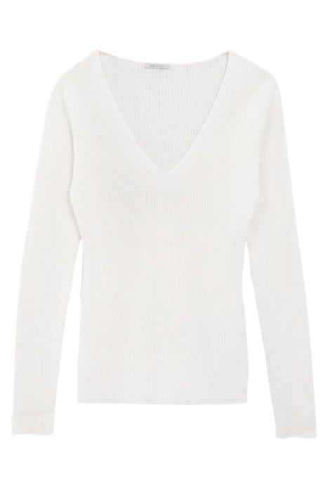 ECRU RIBBED KNIT STUDDED SWEATER 5
