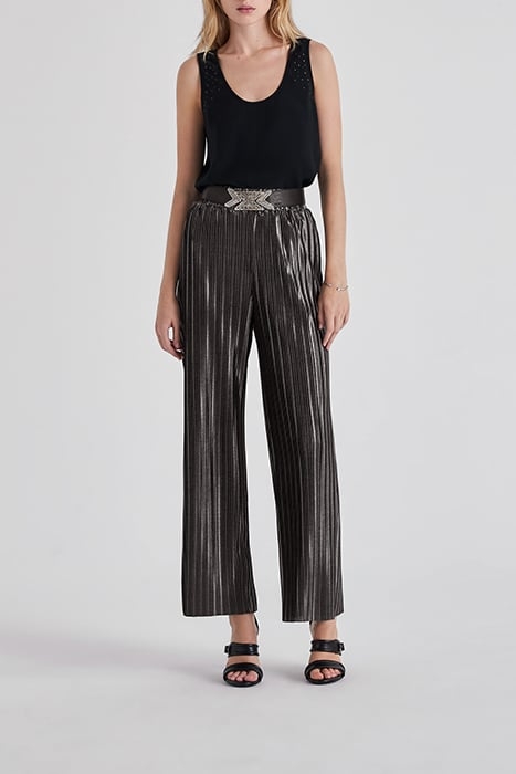 SILVER PLEATED WIDE-LEG TROUSERS 3