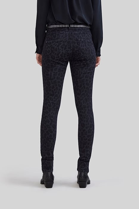 CHARCOAL SLIM JEANS WITH LEOPARD MOTIF 2