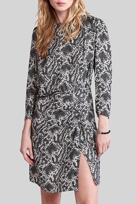 OFF-WHITE SATIN DRESS WITH GRAPHIC PYTHON PRINT 1