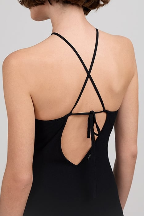 BLACK LONG MESH LACE DRESS 5