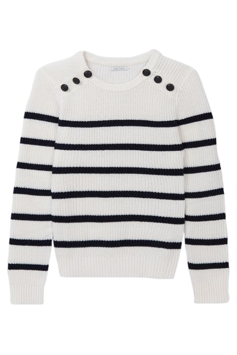 ECRU KNIT SAILOR-STRIPE SWEATER, ANCHOR BUTTONS 4