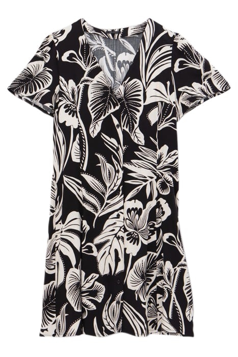 BLACK LENZING™ ECOVERO™ TROPICAL PRINT DRESS 4