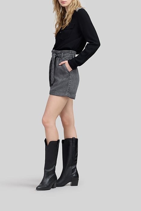 GREY LYOCELL® DENIM SHORTS WITH BELT 6