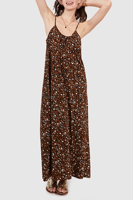 CAMEL LEOPARD PRINT LONG DRESS 1
