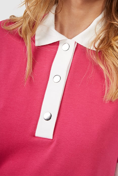 MAGENTA SWEATSHIRT FABRIC POLO DRESS 5