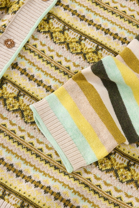 LULU FAIRISLE CARDI CHARTREUSE MULTI 6