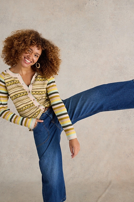 LULU FAIRISLE CARDI CHARTREUSE MULTI 4