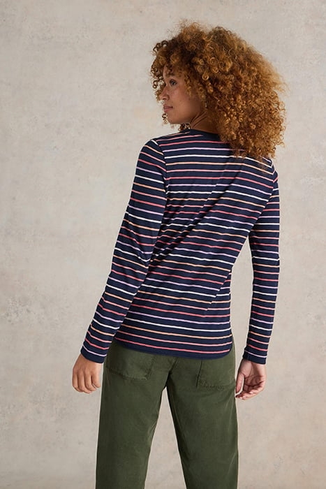 CLARA STRIPE LS TEE NAVY MULTI 2