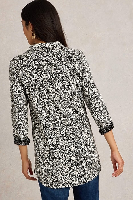 ANNIE LONGLINE SHIRT BLACK PRINT 2