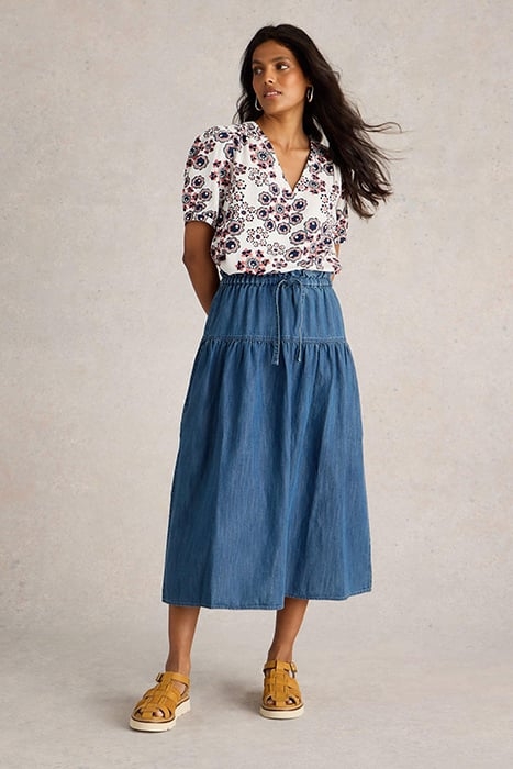 SEEMA DENIM SKIRT MID DENIM 1