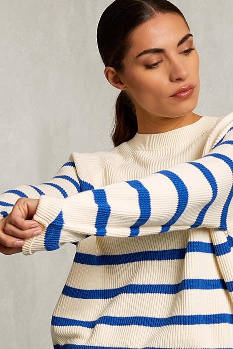 BLUE/WHITE COTTON STRIPED SWEATER BLUE 4