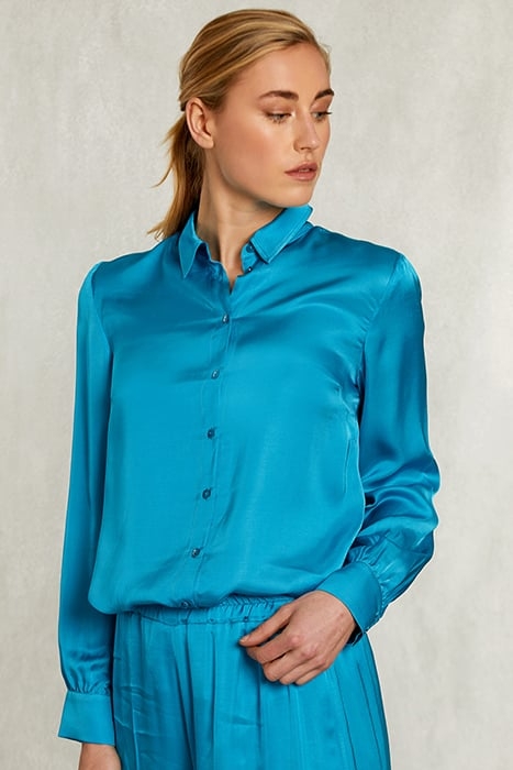 PETROL VISCOSE BLOUSE WITH BUTTONS BLUE 1