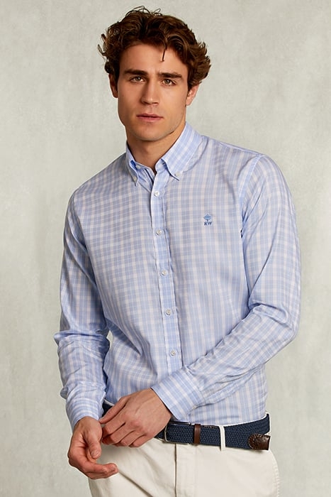 CUSTOM FIT CHECKED SHIRT BLUE/WHITE BLUE 1
