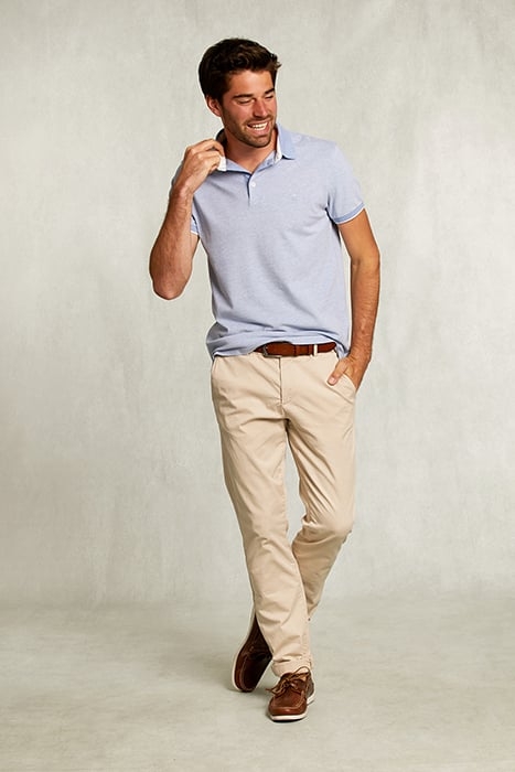 CUSTOM FIT COTTON POLO DARK CHAMBRAY MIX BLUE 3