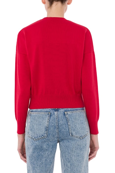 PEACE SYMBOL COTTON SWEATER RED 2