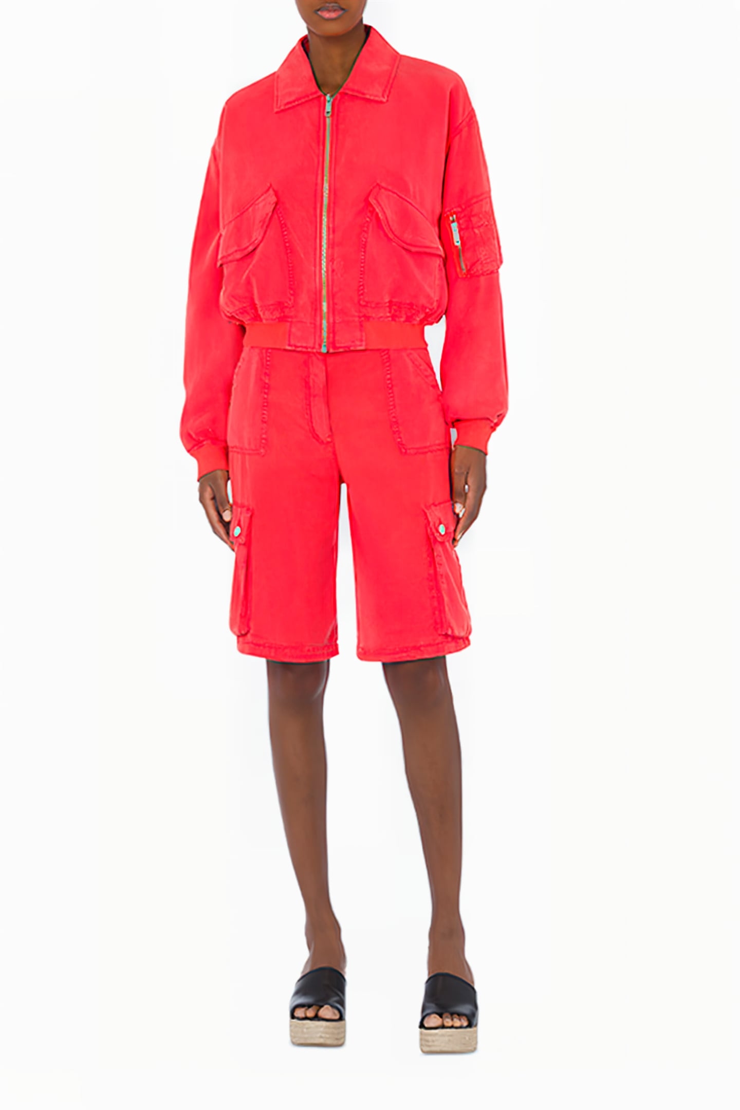 GARMENT-DYED LYOCELL BOMBER JACKET RED 1