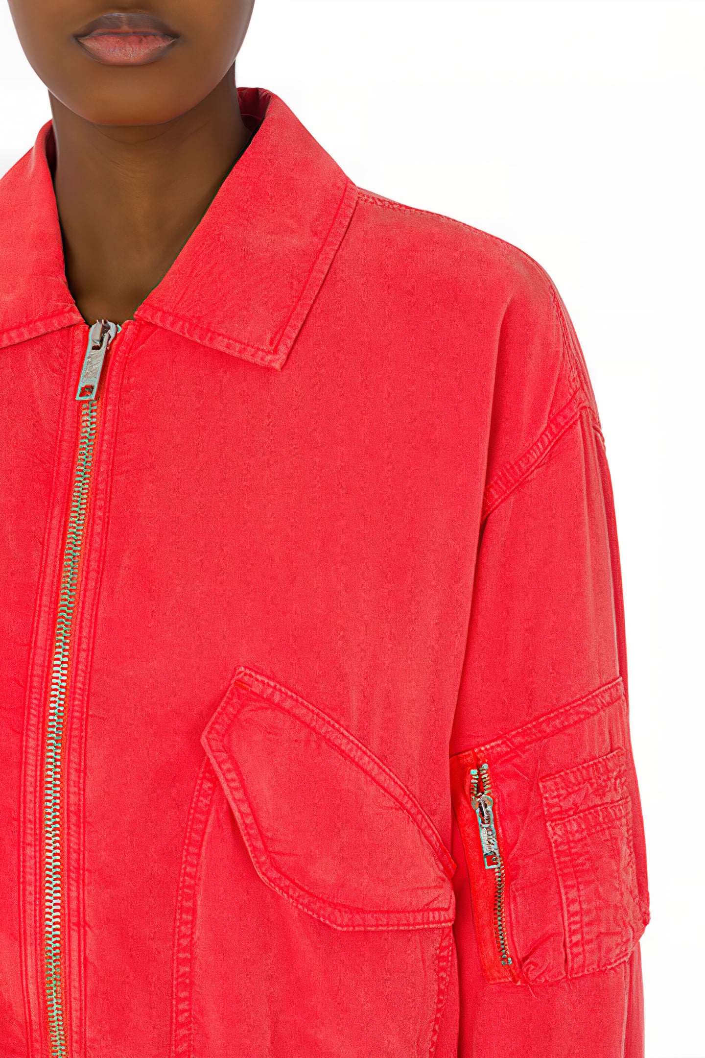 GARMENT-DYED LYOCELL BOMBER JACKET RED 4