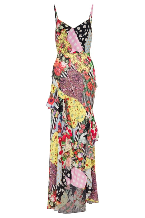 PATCHWORK PRINT GEORGETTE DRESS MULTICOLOR 3