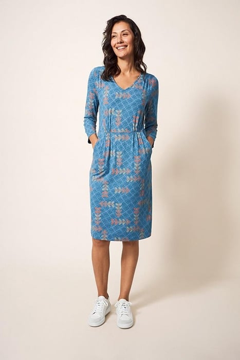 TALLIE ECO VERO JERSEY DRESS TEAL MULTI 1