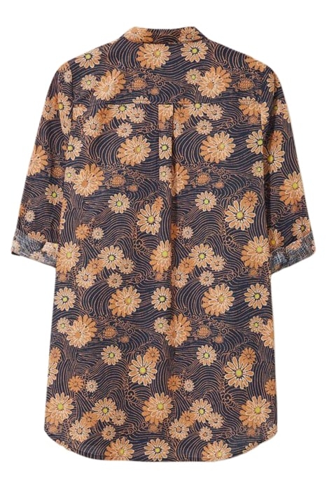 CARRIE LONGLINE SHIRT ORANGE PRINT 3