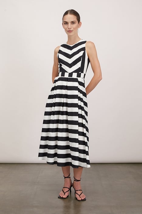 STRIPED MIDI DRESS BLACK 1
