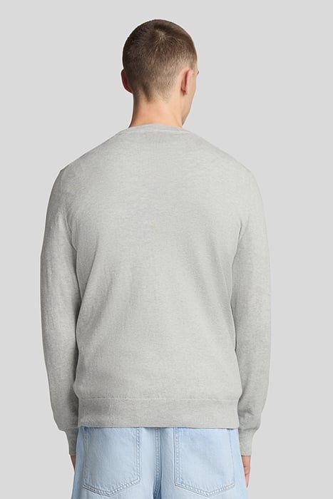 COTTON MERINO CREW NECK JUMPER LIGHT GREY MARL 2