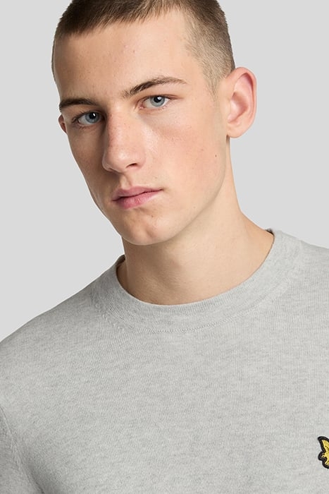 COTTON MERINO CREW NECK JUMPER LIGHT GREY MARL 4