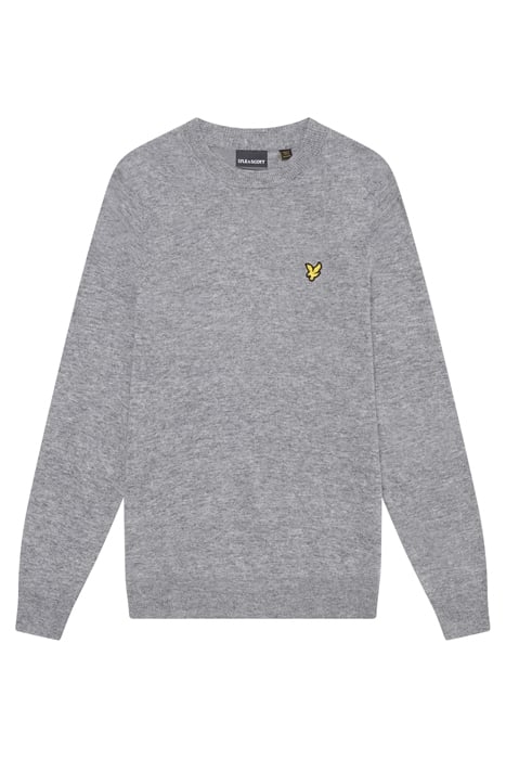 LAMBSWOOL BLEND CREW NECK JUMPER MID GREY MARL 3