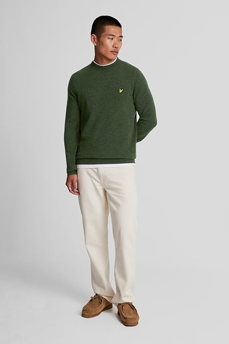 LAMBSWOOL BLEND CREW NECK JUMPER DARK GREEN MARL 3