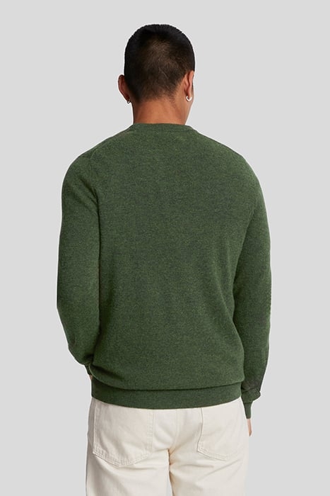 LAMBSWOOL BLEND CREW NECK JUMPER DARK GREEN MARL 2