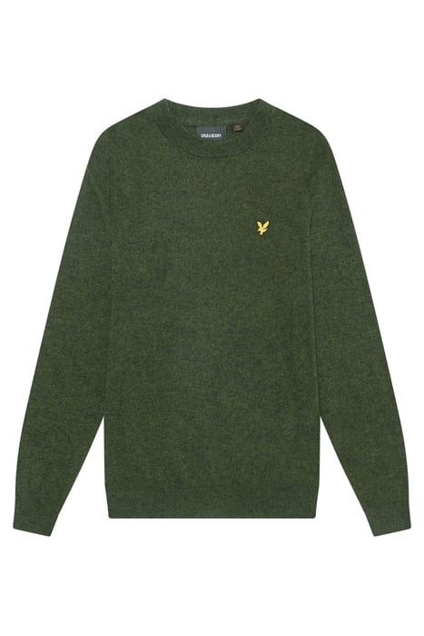LAMBSWOOL BLEND CREW NECK JUMPER DARK GREEN MARL 4
