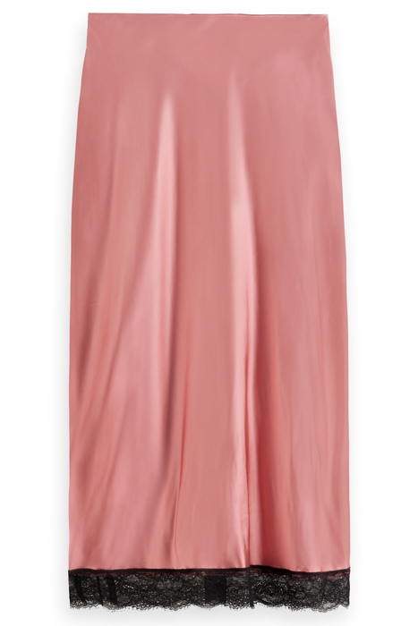 HIGH-RISE SATIN SKIRT WITH LACE DETAIL WEATHERED PINK 2