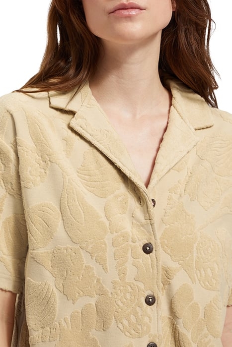 JACQUARD TOWELING CAMP SHIRT MOCCA 6