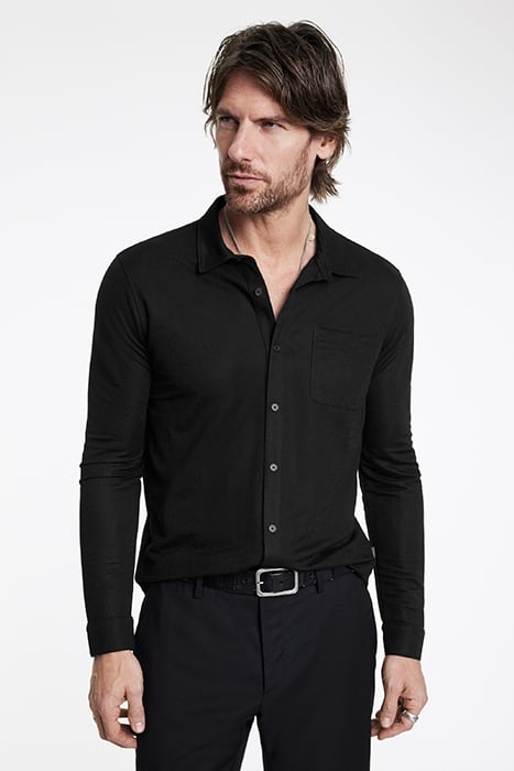 MCGILES LS SHIRT IN PIQUE BLACK 1