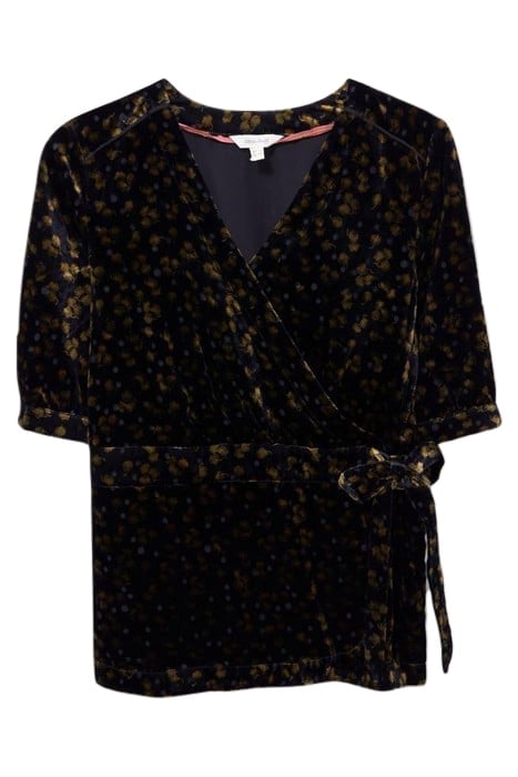 ISABELLE VELVET WRAP TOP GREY MULTI 1