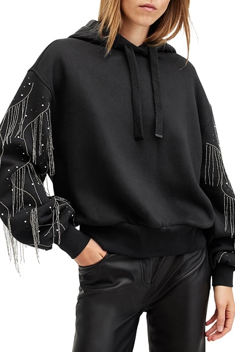LENNON TASSEL HOODY WASHED BLACK 5