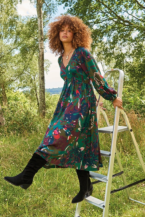 IZZY MIDI DRESS GREEN PRINT 7