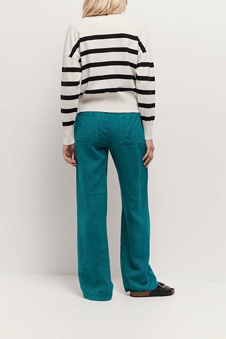 PAMELA - JUNGLE GREEN LINEN BRIDGE TROUSERS 4