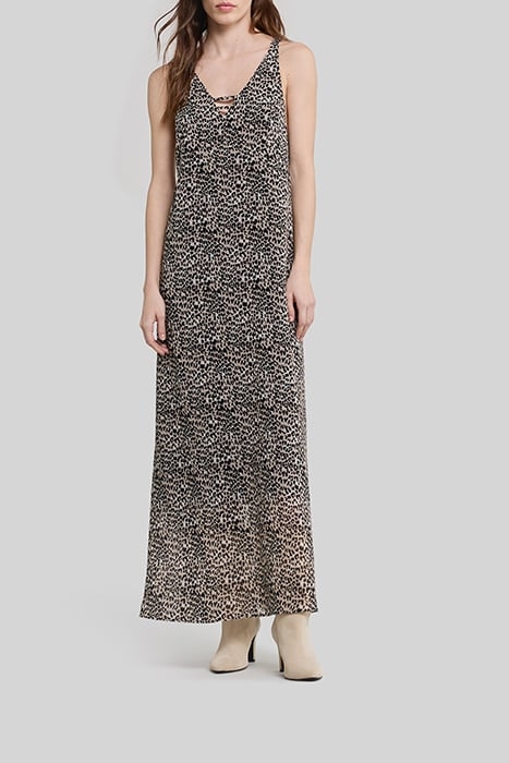 BLACK RECYCLED LONG DRESS, ROCK LEOPARD PRINT 1