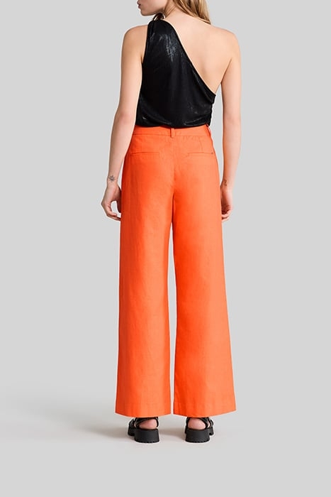 ORANGE COTTON LINEN SUIT TROUSERS 4