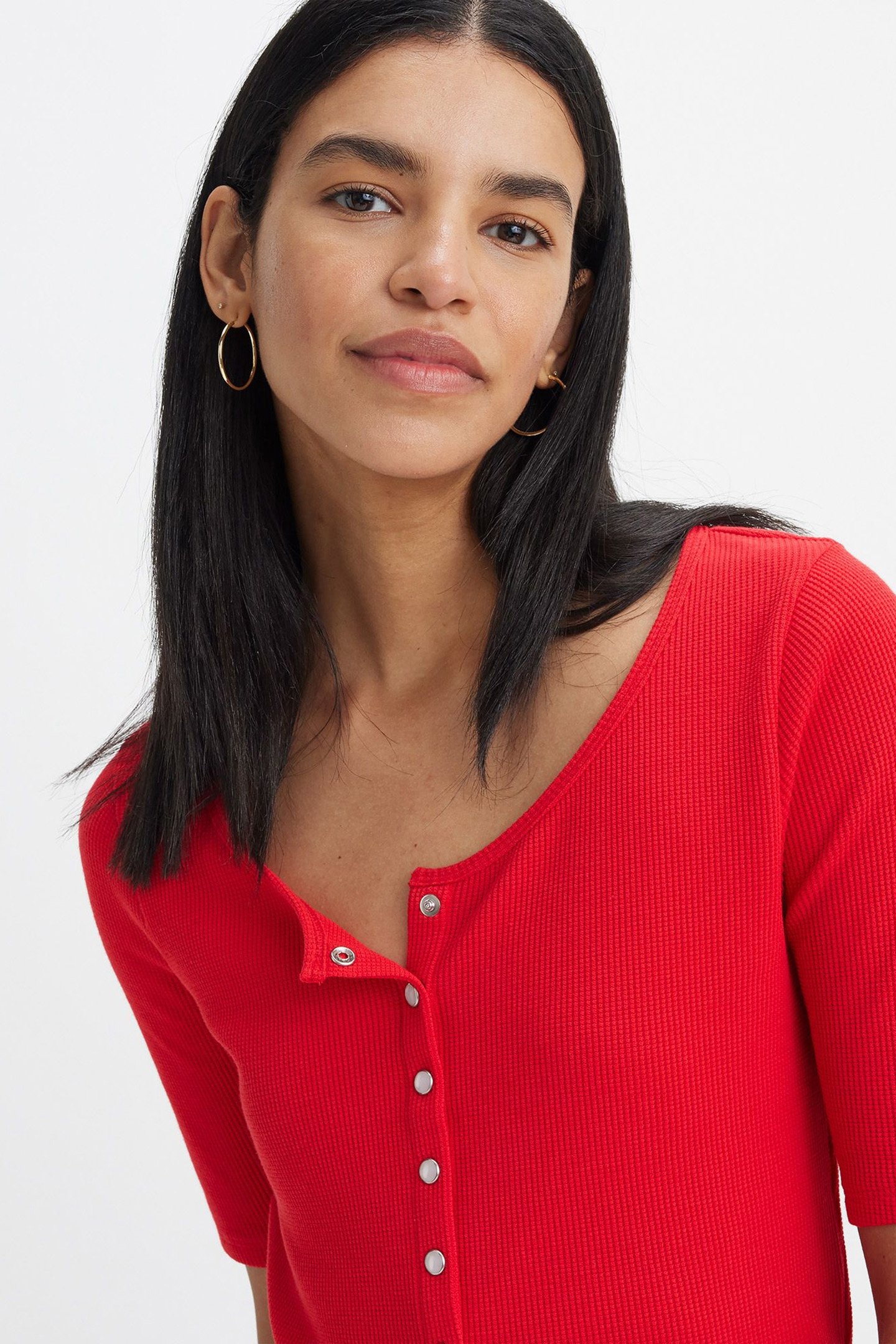 DRY GOODS WAFFLE BUTTON-UP TOP 6