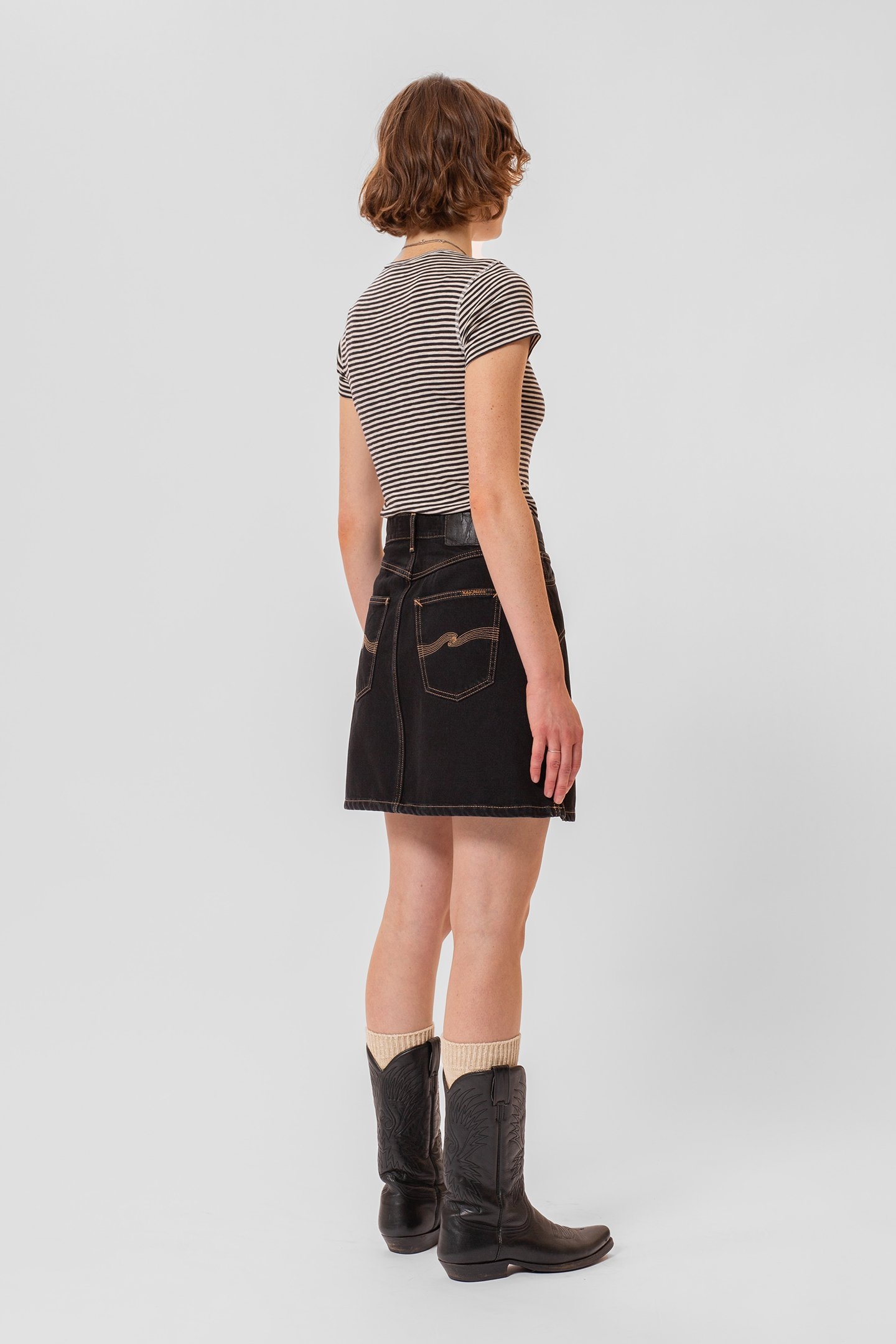 MOLLY WESTERN DENIM SKIRT BLACK 2