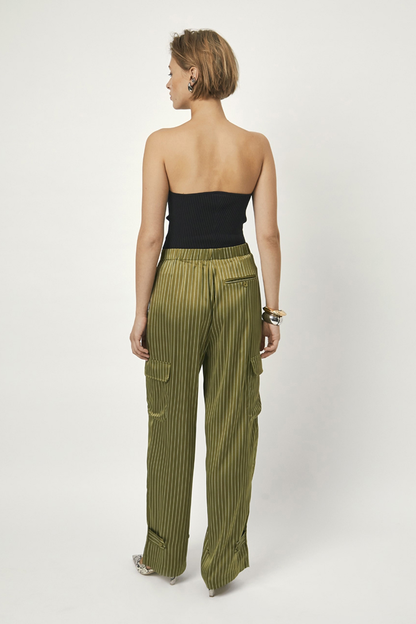 HARLOW PINSTRIPE PANTS GREEN CLAY 2