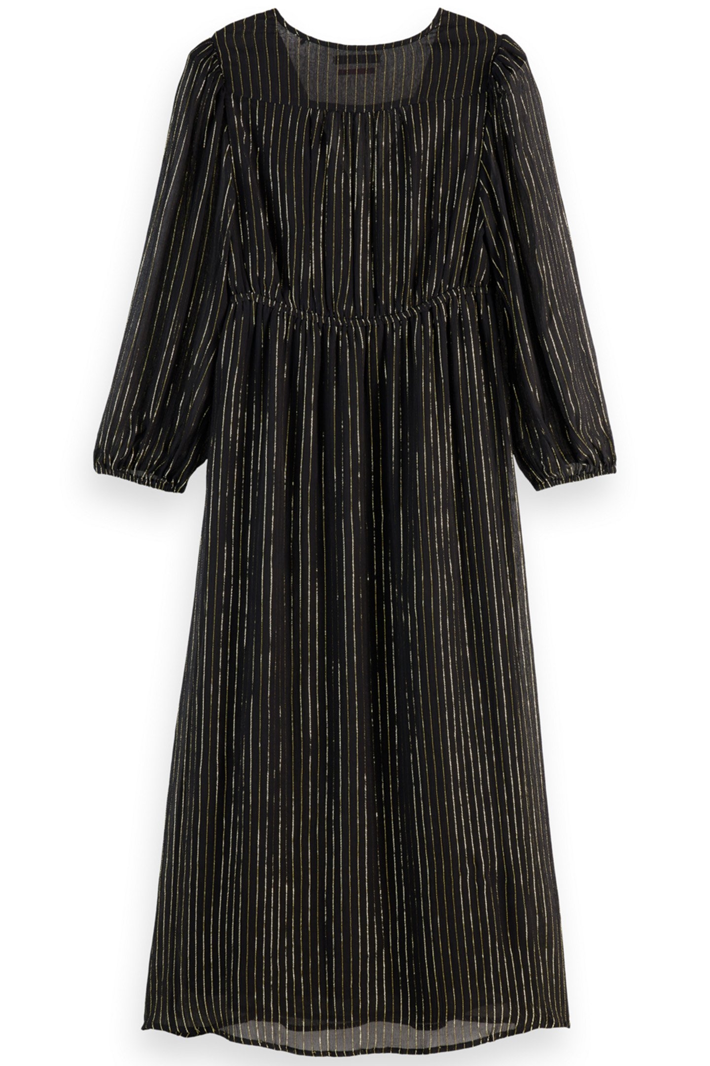 MIDI DRESS WITH LUREX AND PUFF SLEEVE EVENING BLACK 2