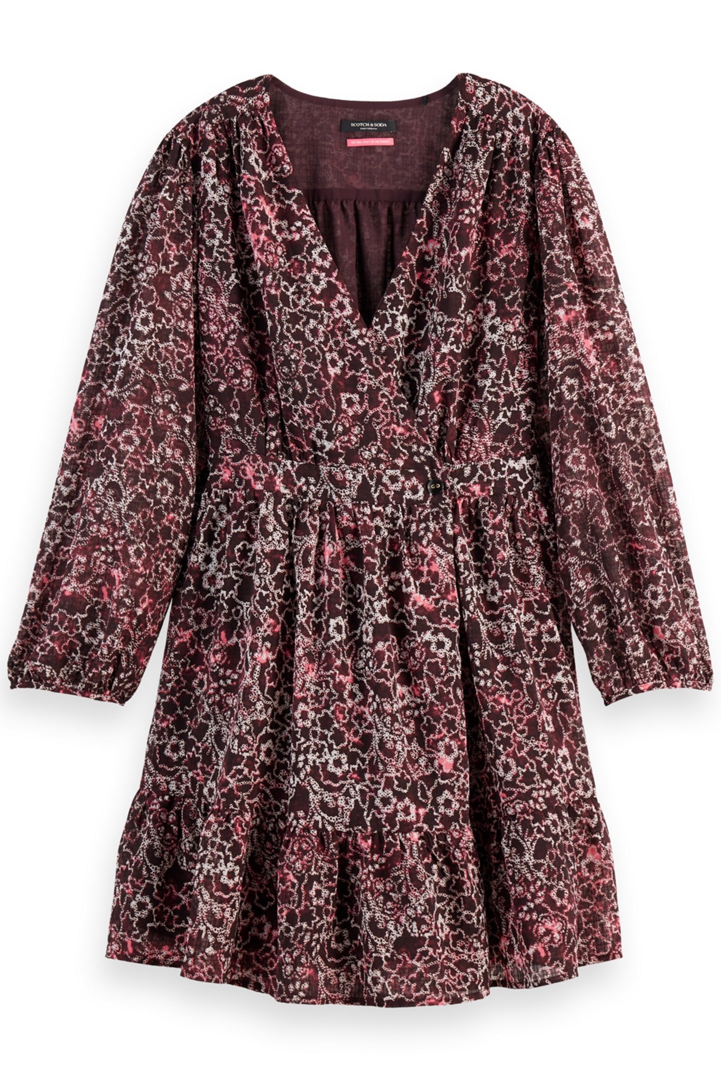 MINI WRAP DRESS SHIBORI FLORAL PINK 1